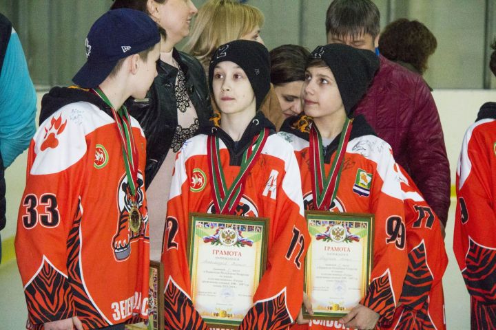 Награждение зеленодольской команды "Тигр": Юные хоккеисты впервые стали чемпионами РТ