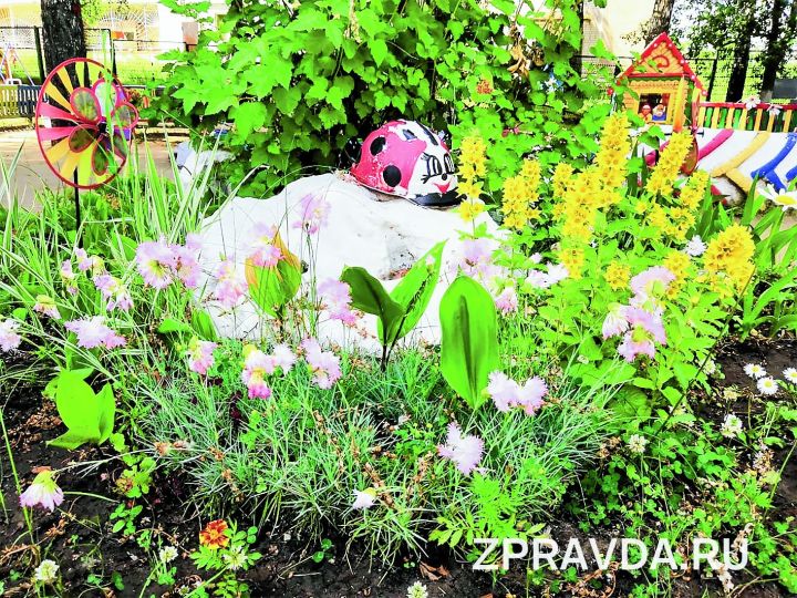 Территория детского сада «Василёк» в поселке Васильево удивляет пышным цветом