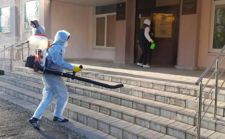 Сотрудники Зеленодольского ветобъединения следят за санобработкой на избирательных участках