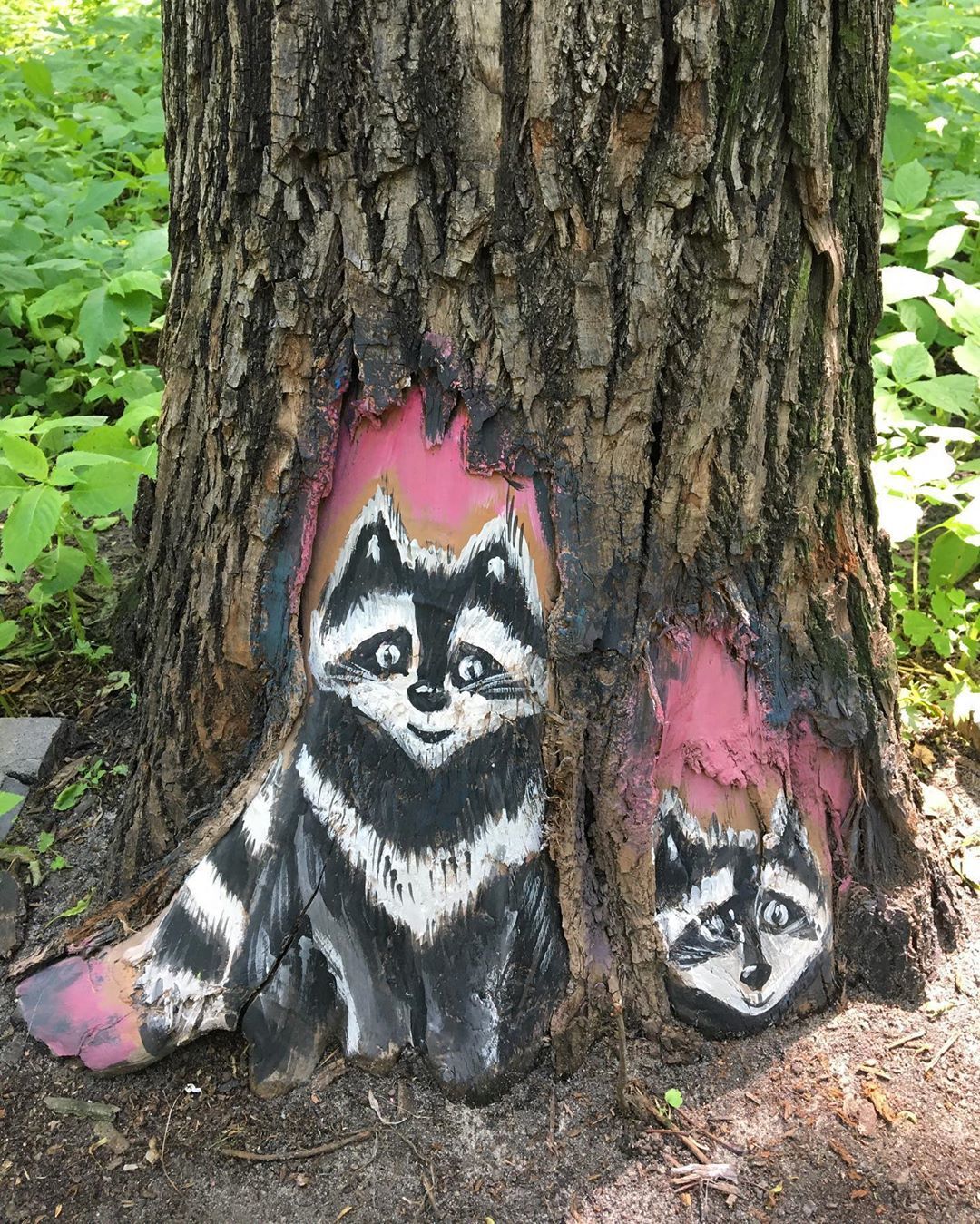 В одном из парков Зеленодольска появились картины на деревьях