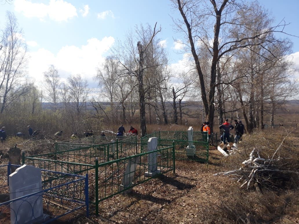 Жители сел в Зеленодольском районе очистили от сухой травы и засохших кустарников местные кладбища