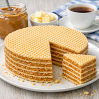 Вафельный торт с варёной сгущёнкой: как приготовить десерт за 15 минут без печи