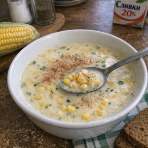 Как приготовить бархатистый кукурузный со сливками и мускатным орехом