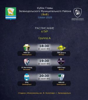 Федерация футбола Зеленодольска представляет расписание 6-го тура
