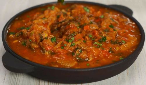 Рагу из куриных сердечек и желудочков