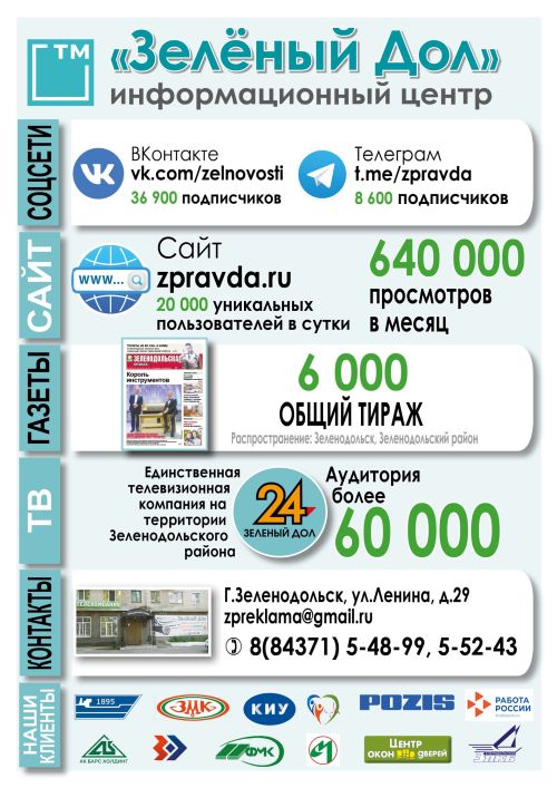 Реклама в Зеленодольске: ТВ, газета, сайт и соцсети | ИЦ «Зеленый Дол»