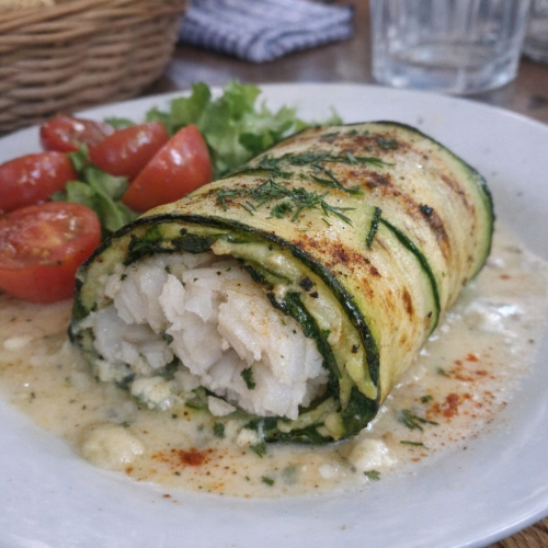 Рыба в кабачковых рулетах: сочный рецепт с хеком и сыром