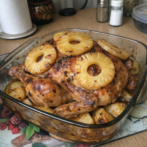 Курица, запеченная с ананасом: съедают до последнего кусочка