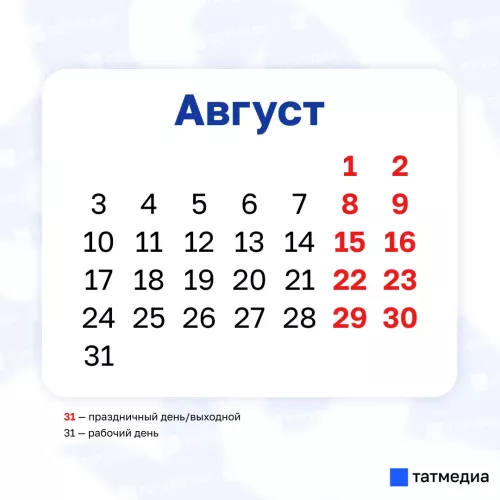 У татарстанцев не будет дополнительного выходного в августе