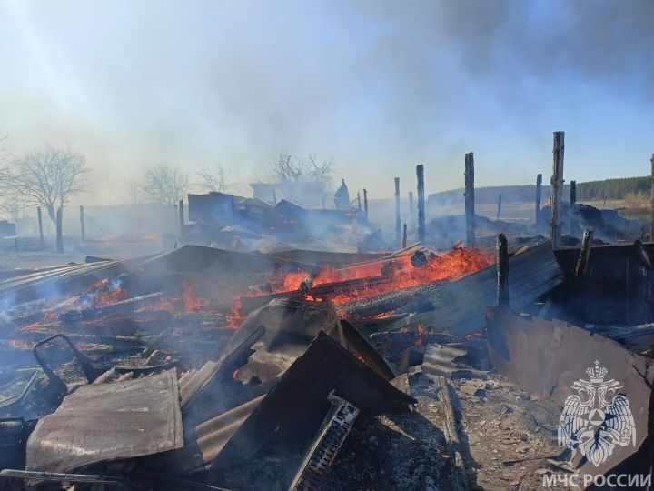 В деревне Луковское полностью сгорел жилой дом и хозяйственные постройки