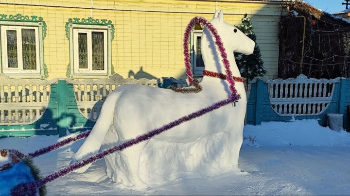 Учитель из Больших Яков Ильгиз Назыров 15 лет создает ледяную сказку у своего дома