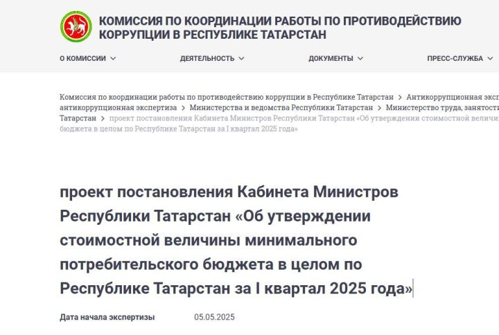 В Татарстане минимальный потребительский бюджет вырастет на 1238 рублей