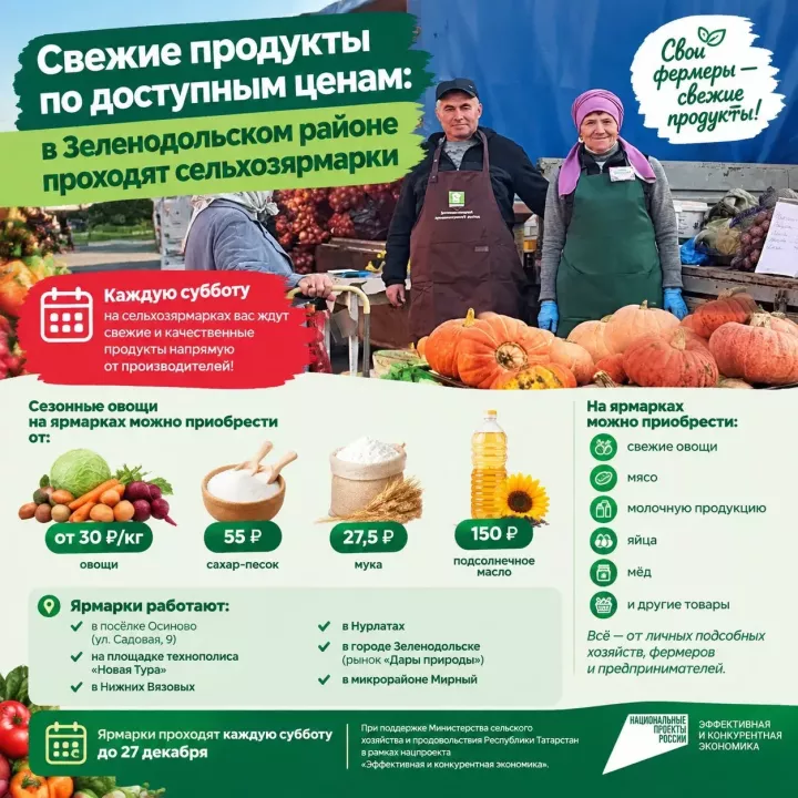 В Зеленодольском районе проходят сельскохозяйственные ярмарки