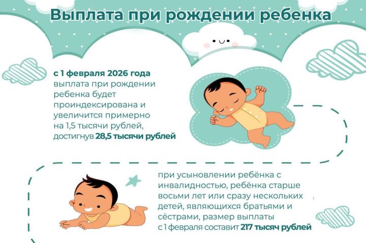 С февраля размер выплаты при рождении или усыновлении ребенка проиндексируют