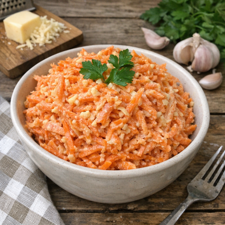 Салат из моркови с сыром и чесноком: готовится быстрее, чем чистится морковь