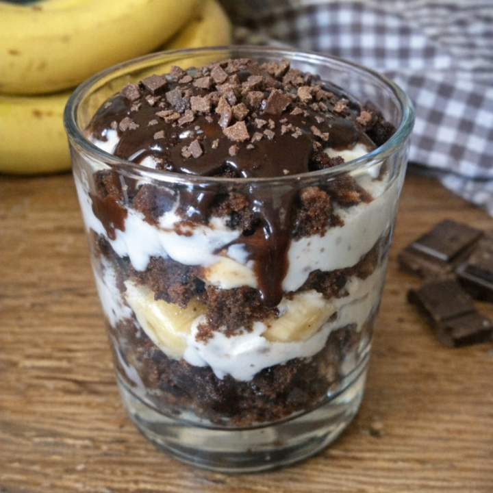 Шоколадный десерт трайфл «Панчо» с бананом за 5 минут в микроволновке